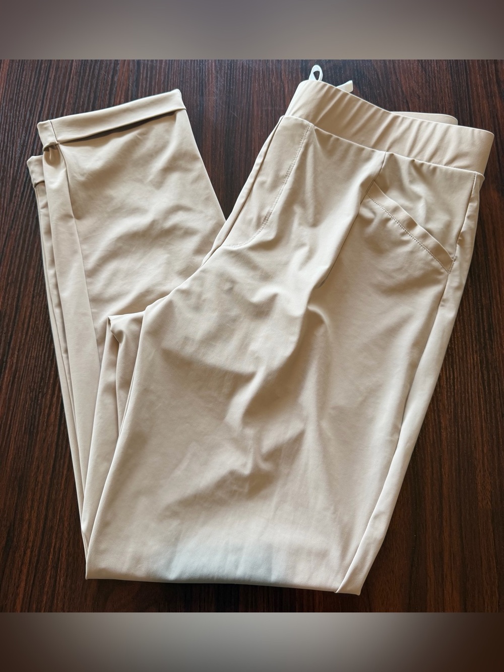 Baleaf Women's Beige Tan Stretch Quick Dry Travel Hiking Pants Cuffed Hem Size M